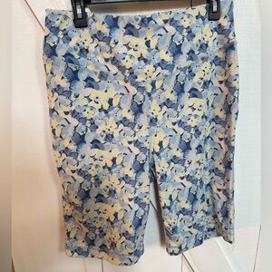 ZELOS Women's Floral Athletic Shorts in Blue, Yellow & White